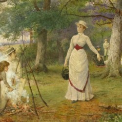 Making tea at a picnic